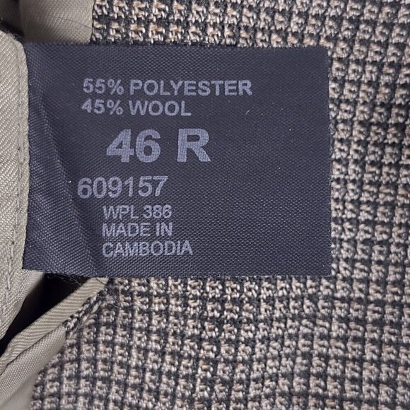 Haggar Collection Wool Blend Olive Green Sport Coat Blazer Jacket Size 46R - Picture 12 of 12